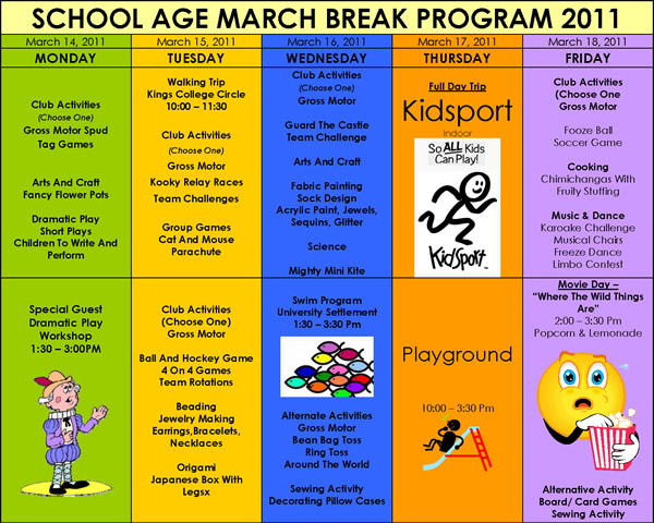 March Break Schedule